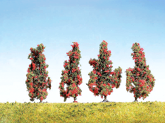 Shrubs - HO/N pkg(4) -- Red Flowers