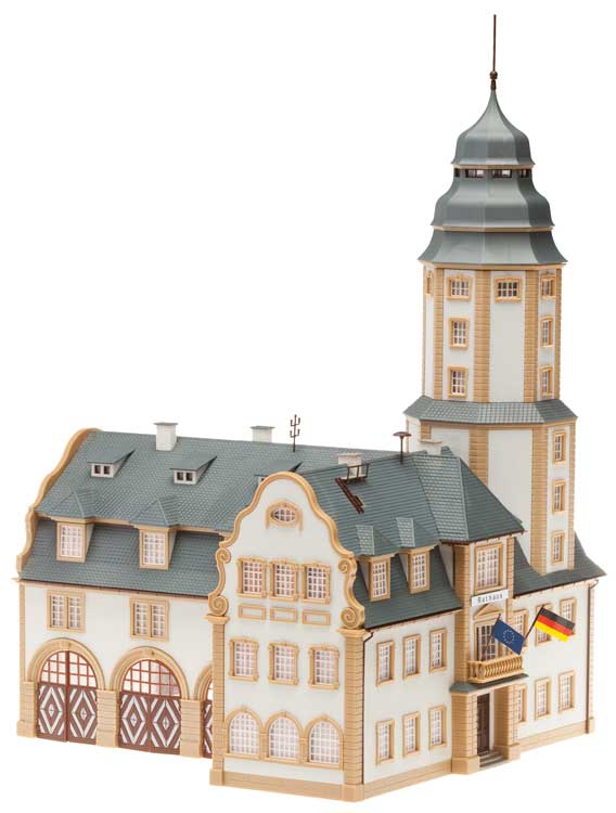 Town Hall with Fire Station -- Kit - 10-1/4 x 9-13/16 x 13-3/8" 26 x 25 x 34cm-2