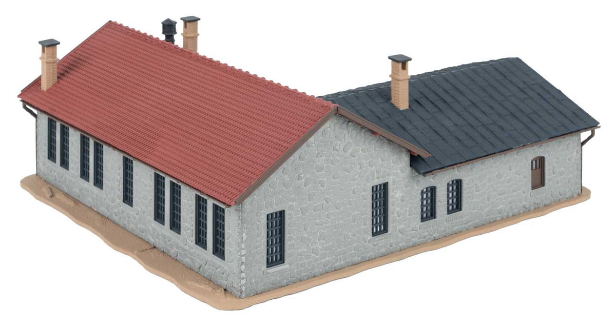 Two-Stall Locomotive Shed with Workshop -- Kit - 7-3/16 x 6-5/16 x 2-3/4" 18.2 x 16 x 7cm-3