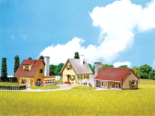 Three Modern Houses -- 3 x 2" 7.6 x 5.1cm; 3-1/4 x 2-1/4" 8.3 x 5.7cm; 3-1/2 x 2-1/4" 8.9 x 5