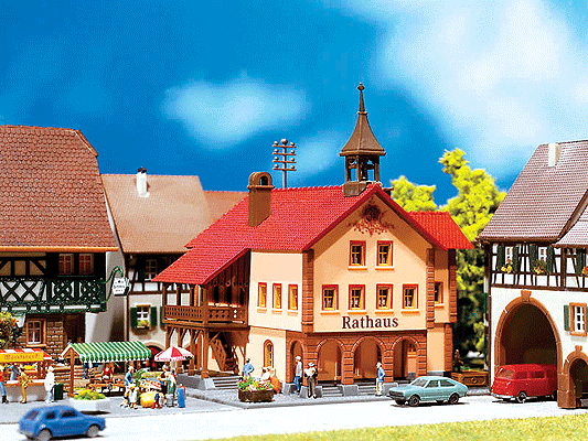 Townhall w/Arcades & Small Belfry -- 4-1/4 x 4-7/16 x 4" 10.7 x 11.2 x 10.2cm