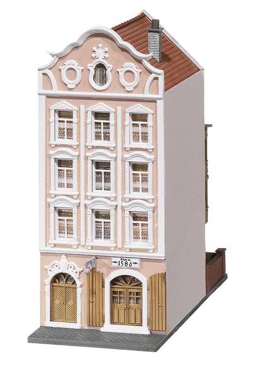 3 Story Urban Dwelling House, Era I -- Painted & Weathered 11.2 x 5.2 x 12.1cm-3