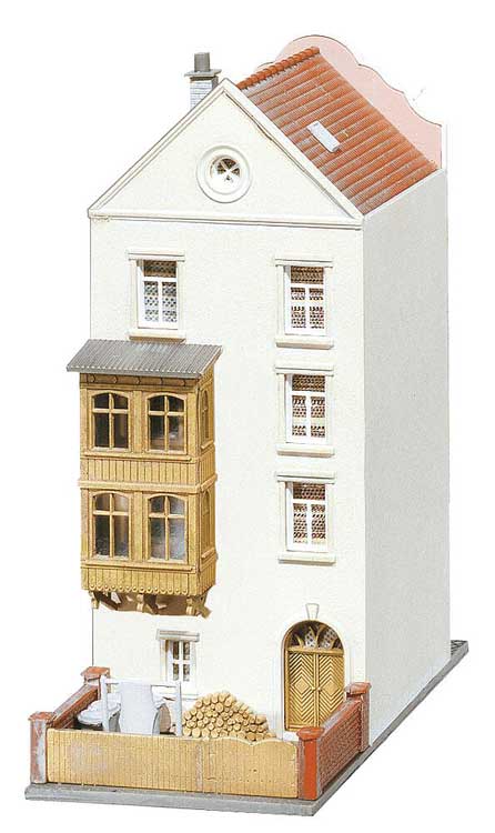 3 Story Urban Dwelling House, Era I -- Painted & Weathered 11.2 x 5.2 x 12.1cm-4