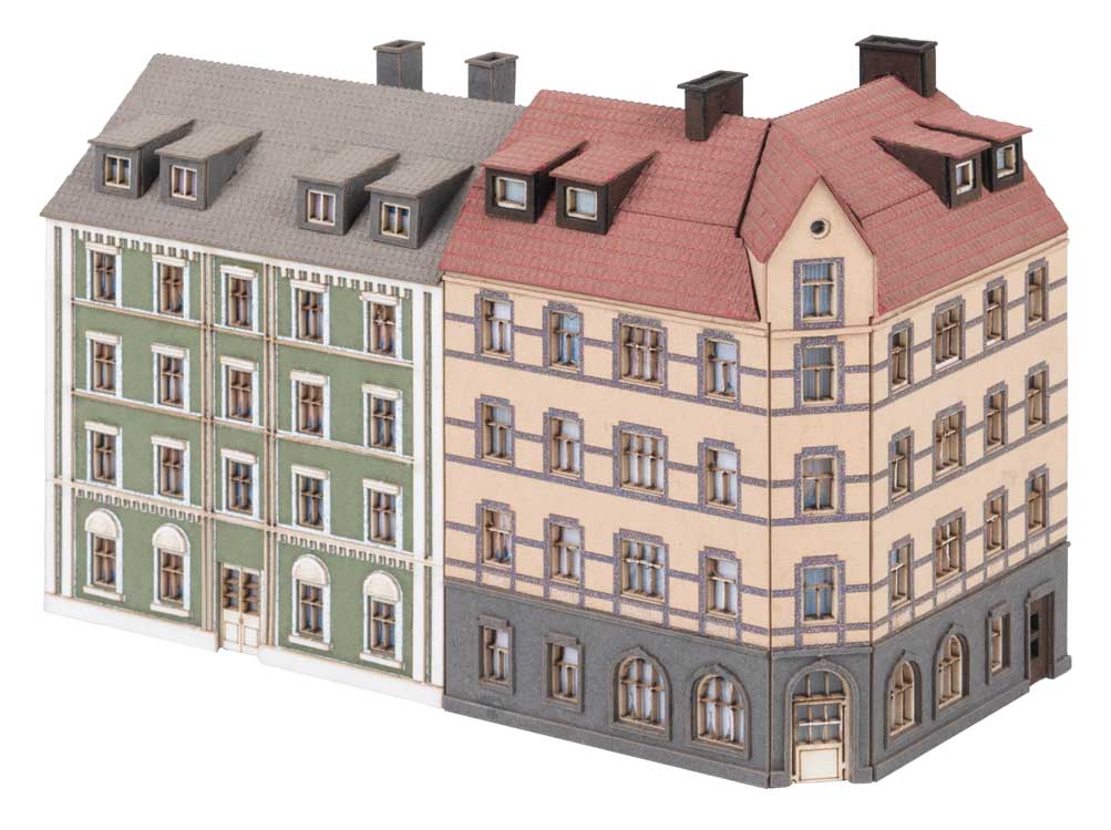 Row of Townhouses -- Laser-Cut Kit - 2 x 2 x 2-13/16" 5 x 5 x 7.2cm-2