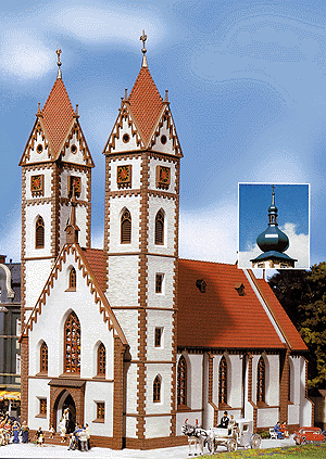Town Church w/Twin Steeples -- 13-5/8 x 5-5/8 x 14" 34 x 14 x 35cm