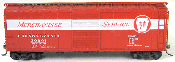 X29B Rebuilt Boxcar - One-Piece Body Kit (Resin) -- Less Trucks, Pennsylvania Railroad Decals (Merchandise Service Logo)