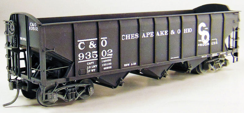 C&O All-Welded 3-Bay Hopper - One-Piece Body Resin Kit -- With As-Delivered Chesapeake & Ohio Decals