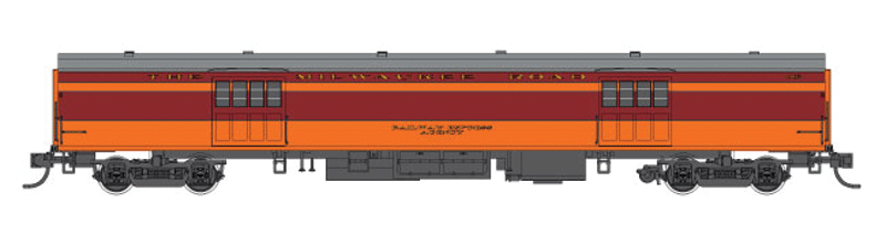 Milwaukee Road 1935-Built Express Car - Ready to Run -- Milwaukee Road #1102 (1948 Scheme, orange, maroon, gray Roof)
