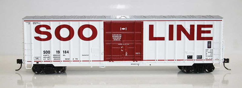 Soo Line-Built 7-Post Plug-Door Boxcar w/X Panel Roof - Ready to Run -- Soo Line #19227 (white, red; Red Billbaord Letters)