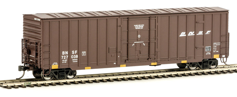Soo Line-Built 7-Post Plug-Door Boxcar w/Diagonal-Panel Roof - Ready to Run -- Burlington Northern & Santa Fe #727038 (Boxcar Red, Wedge Logo)