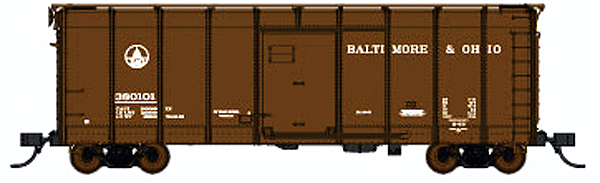 B&O Class M-53 Wagontop Boxcar w/Flat Doors - Ready to Run -- Baltimore & Ohio #380101 (1937-40 Early Kuhler Scheme, brown, Small Logo)
