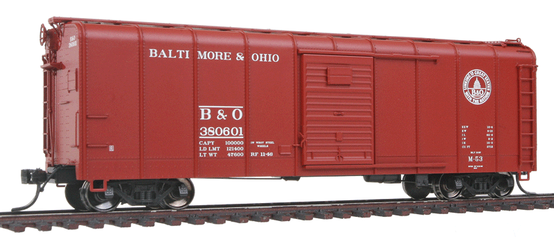 B&O Class M-53 Wagontop Boxcar w/Youngstown Doors - Ready to Run -- Baltimore & Ohio #380601 (1946-55 Postwar Scheme, Boxcar Red, 13 States Logo