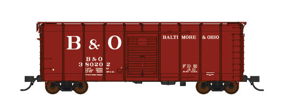 B&O Class M-53 Wagontop Boxcar w/Youngstown Doors - Ready to Run -- Baltimore & Ohio #380202 (Boxcar Red, Billboard B&O)