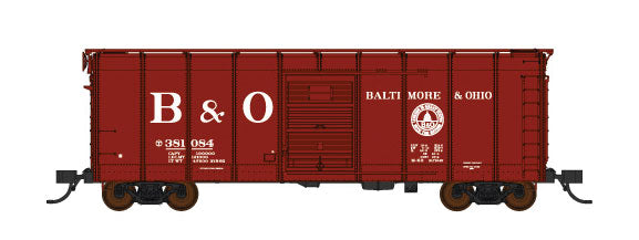 B&O Class M-53 Wagontop Boxcar w/Youngstown Doors - Ready to Run -- Baltimore & Ohio #381084 (Boxcar Red, Low Lettering, 13 States, Billboard B&