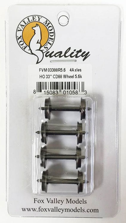 Code 88 33" Metal Wheelsets w/5.6K Ohm Resistor -- pkg(4)