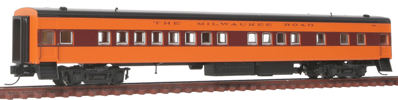 Milwaukee Road 1935-Built Bunk Coach - Ready to Run -- Milwaukee Road #4447 (1952 Scheme, orange, maroon, orange Letterboard)