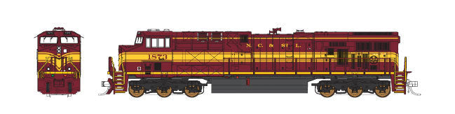 GE ES44AC GEVO - Standard DC -- Nashville, Chattanooga & St. Louis (Fantasy Heritage Scheme, maroon, yellow)