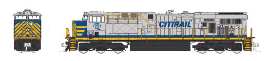 GE ES44AC w/4-Window Cab, Low Rear Headlight & Hi-Ad Trucks - Standard DC -- Citirail CREX #1215 (gray, blue, yellow)