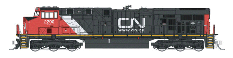 GE ES44DC w/4-Window Cab, Low Rear Light, Hi-Ad Trucks - Standard DC -- Canadian National #2295 (black, red, white, Website Noodle Logo)