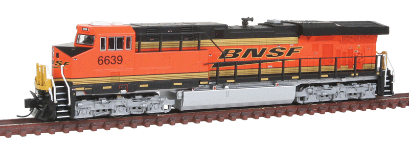 GE ES44C4 - Standard DC -- BNSF Railway #6639 (orange, black, yellow, Wedge Logo)