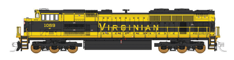EMD SD70ACe w/NS Details - Standard DC -- Norfolk Southern #1069 (Virginian Heritage Scheme; black, yellow)