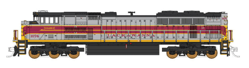 EMD SD70ACe w/NS Details - Standard DC -- Norfolk Southern #1074 (Lackawanna Heritage Scheme; gray, maroon, yellow)