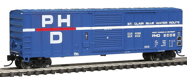FMC 5347 Cubic Foot Single-Door Boxcar - Ready to Run -- Port Huron & Detroit #38143 (blue, white, red)