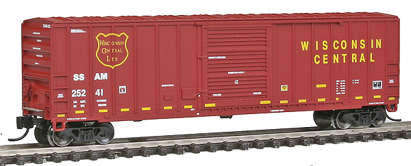 FMC 5347 Cubic Foot Single-Door Boxcar - Ready to Run -- Wisconsin Central SSAM #25241 (maroon, yellow, yellow Conspicuity Markings)