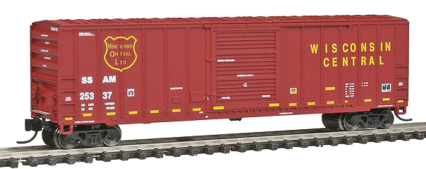 FMC 5347 Cubic Foot Single-Door Boxcar - Ready to Run -- Wisconsin Central SSAM #25337 (maroon, yellow, yellow Conspicuity Markings)