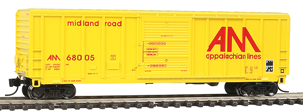 P-S 5344 Cu.ft. Single-Door Boxcar - Ready to Run -- Allegheny Midland #68005 (yellow, red, Tony Koester's Model Railroad)