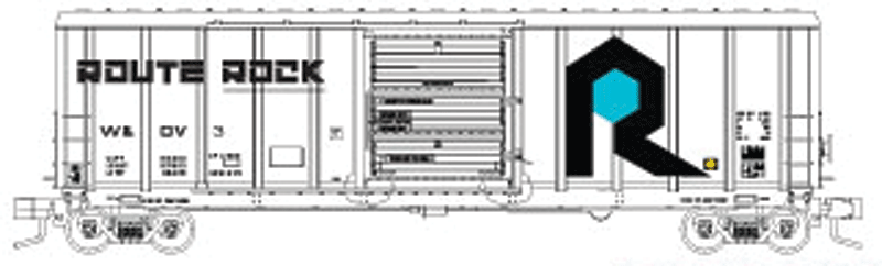 P-S 5344 Cu.ft. Single Door Boxcar - Ready to Run -- Rock Island W&OV #3 (white, black, blue, Route Rock Slogan)