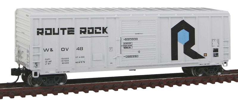 P-S 5344 Cu.ft. Single Door Boxcar - Ready to Run -- Rock Island W&OV #48 (white, black, blue, Route Rock Slogan)