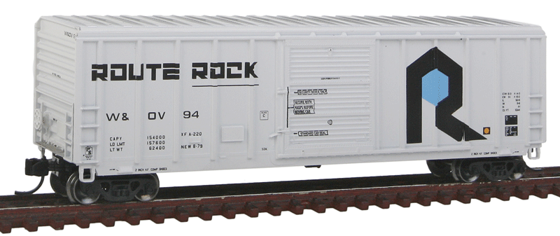 P-S 5344 Cu.ft. Single Door Boxcar - Ready to Run -- Rock Island W&OV #94 (white, black, blue, Route Rock Slogan)