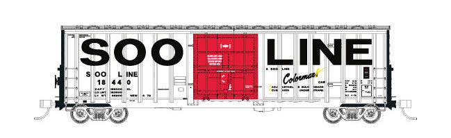 Soo Line 50' 7-Post Plug-Door Boxcar - Ready to Run -- Soo Line #18440 (white, red, black; Billbaord Letters, Colormark)