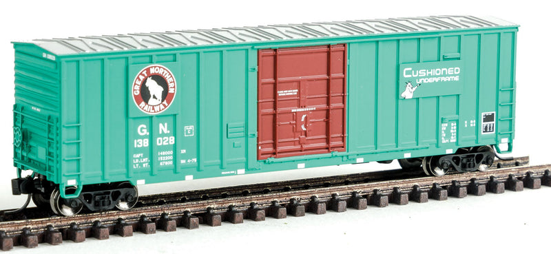 Soo Line 50' 7-Post Plug-Door Boxcar - Ready to Run -- Great Northern #138028 (Jade Green, red, white; Rocky Silhouette)