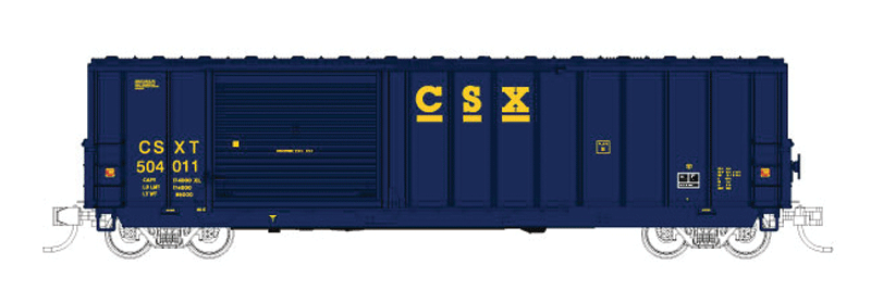 50' Canstock Boxcar - Ready to Run -- CSX #504011 (blue, yellow, blue Steel Roof Panel)