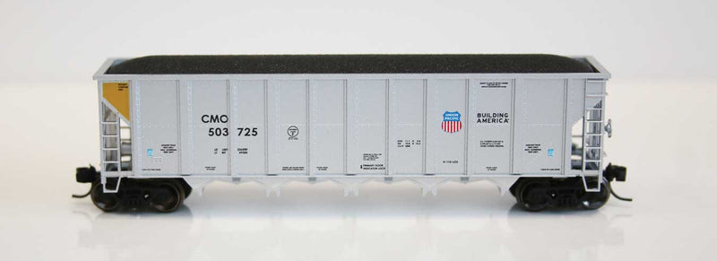 Trinity RD-4 Hopper 12 Pack - Ready to Run -- Union Pacific CMO Set 6 (silver, yellow, UP Building America Logo)