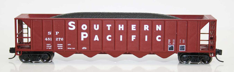 Ortner 5-Bay Rapid Discharge Hopper with Coal Load - Ready to Run -- Southern Pacific 481284 (Boxcar Red, white)