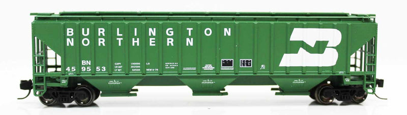 4750 Cu.Ft. 3-Bay Covered Hopper - Ready to Run -- Burlington Northern 459553 (1970s Cascade Green, white, Large Logo)