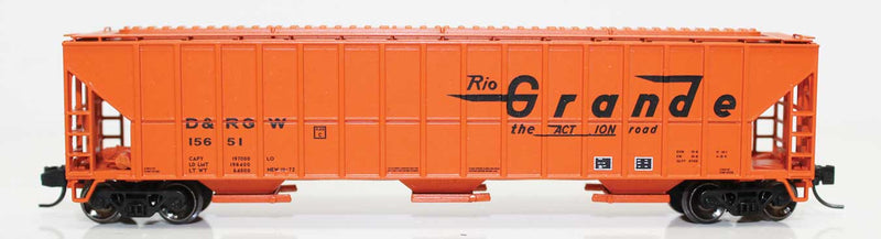 FMC 4700 Cu.Ft. 3-Bay Covered Hopper - Ready to Run -- Denver & Rio Grande Western #15651 (orange, black)