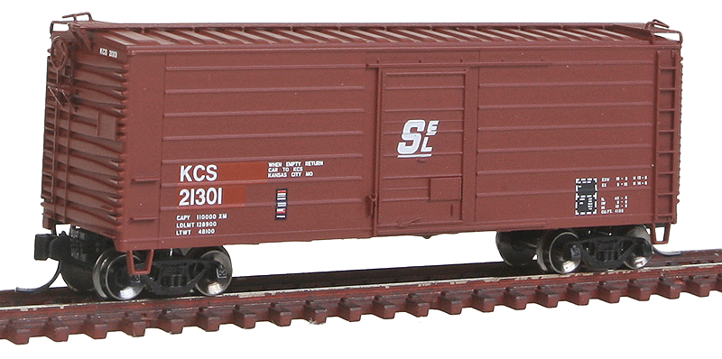 Short-Rib 40' Rib-Side Boxcar - Ready to Run -- Kansas City Southern #21301 (Boxcar Red, SEL Markings)
