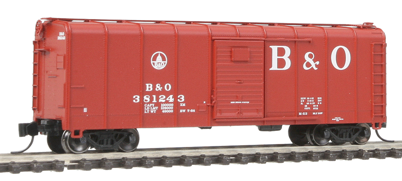 B&O Class M-53 Wagontop Boxcar w/Youngstown Doors - Ready to Run -- Baltimore & Ohio #381243 (1962-66 Boxcar Red, Capitol Logo, Billboard B&O)