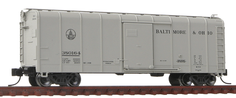 B&O Class M-53 Wagontop Boxcar w/Flat Doors - Ready to Run -- Baltimore & Ohio #380164 (1939 World's Car, gray, Capitol Dome Logo)