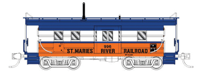 Milwaukee Road High-Window Rib-Side Caboose w/Oil Door - Ready to Run -- St. Maries River Railroad #995 (blue, white, orange)