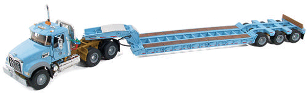 Tractor/Trailer - Mack (Die Cast Metal) -- MP w/Lowboy Trailer, City of Chicago (light blue)