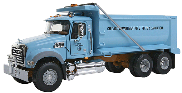Mack Dump Truck (Die Cast Metal) -- Mack Granite MP Dump Truck City Of Chicago