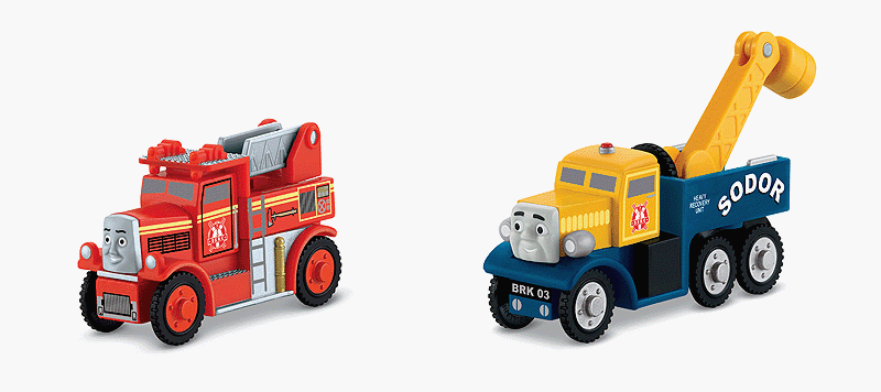 Race to the Rescue Set - Thomas & Friends(TM) Wooden Railway -- Fire Truck (red) & Dump Truck (yellow)