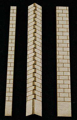 The Cube Modular System Component - Kit (Laser-Cut Architectural Card) -- Cinder Block Wall Face Building Corners pkg(4)