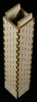 The Cube Modular System Component - Kit (Laser-Cut Architectural Card) -- Cinder Block Chimney pkg(4)