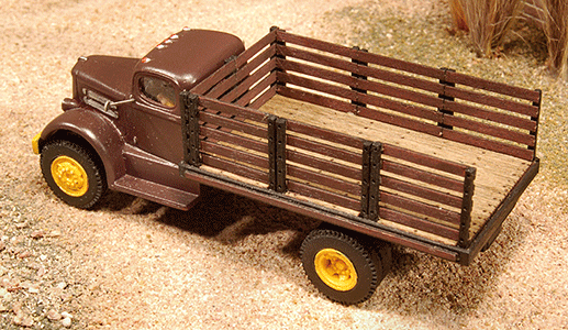 Stakebed Truck Conversion - Kit (Laser-Cut Wood) -- Fits Sylvan 1940-58 White Super Power #V-021 (sold separately)